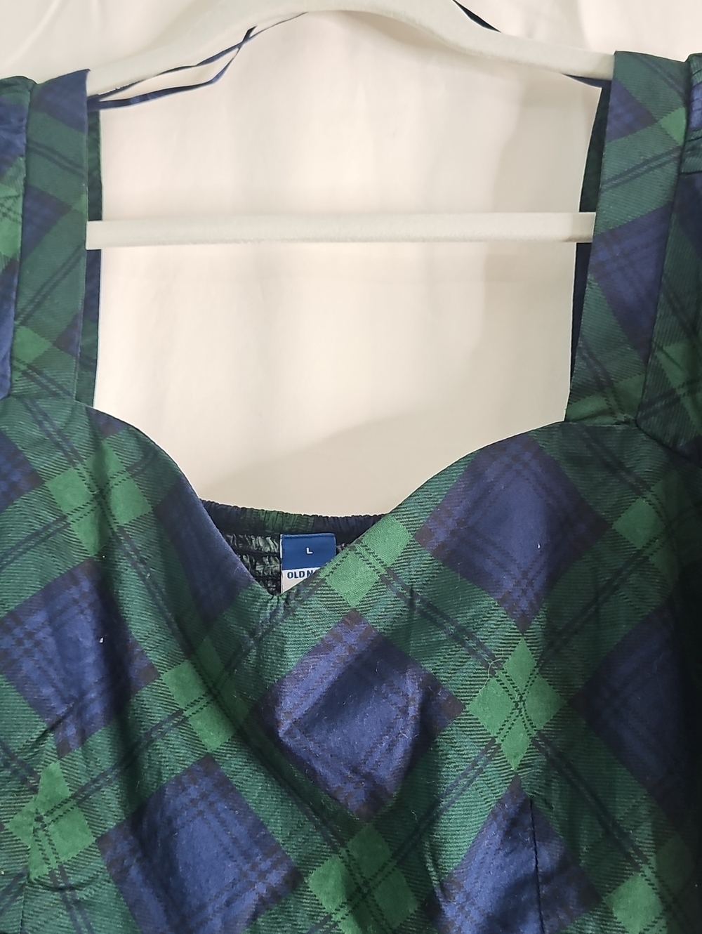 Old Navy Green & Navy Plaid Puff-Sleeve Square-Neck Top - Picture 3 of 7